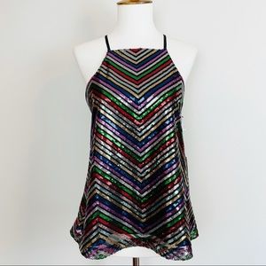 NWT Amanda Uprichard Halette Rainbow Sequin Top XS
